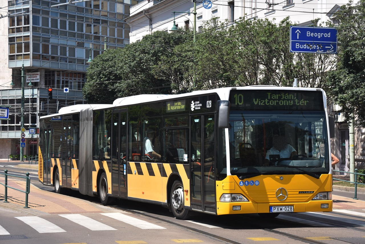 A két csuklós egyike pótol a 10-es vonalon. A három közelmúltban beszerzett Mercedes Citaro új pótlóbusz fényezést kapott