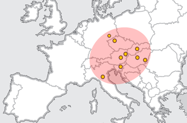 3. ábra: Mobilitás tervezésben részt vevő közép-európai régiók