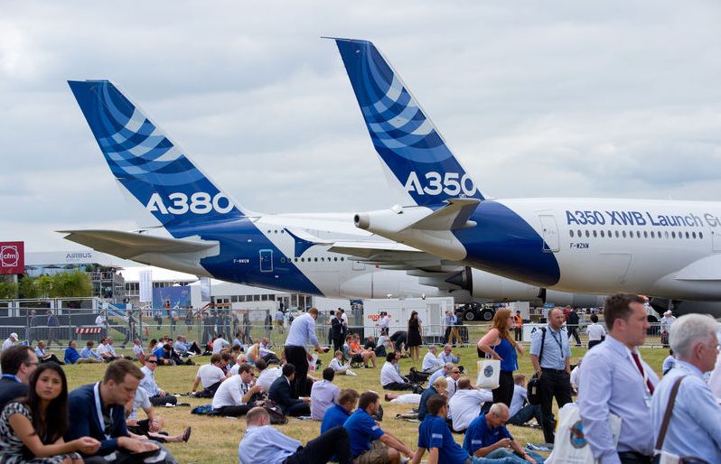 Airbus flightline Farnborough-ban