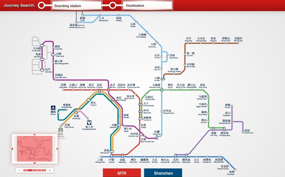 Az MTR hálózata lefedi Hong Kong fő útvonalait, az Octopus kártya pedig megkönnyíti az utazást. A cég útvonaltervezője okostelefon-alkalmazásként is elérhető