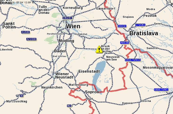 A baleset helyszíne<br>(térkép: ÖBB)