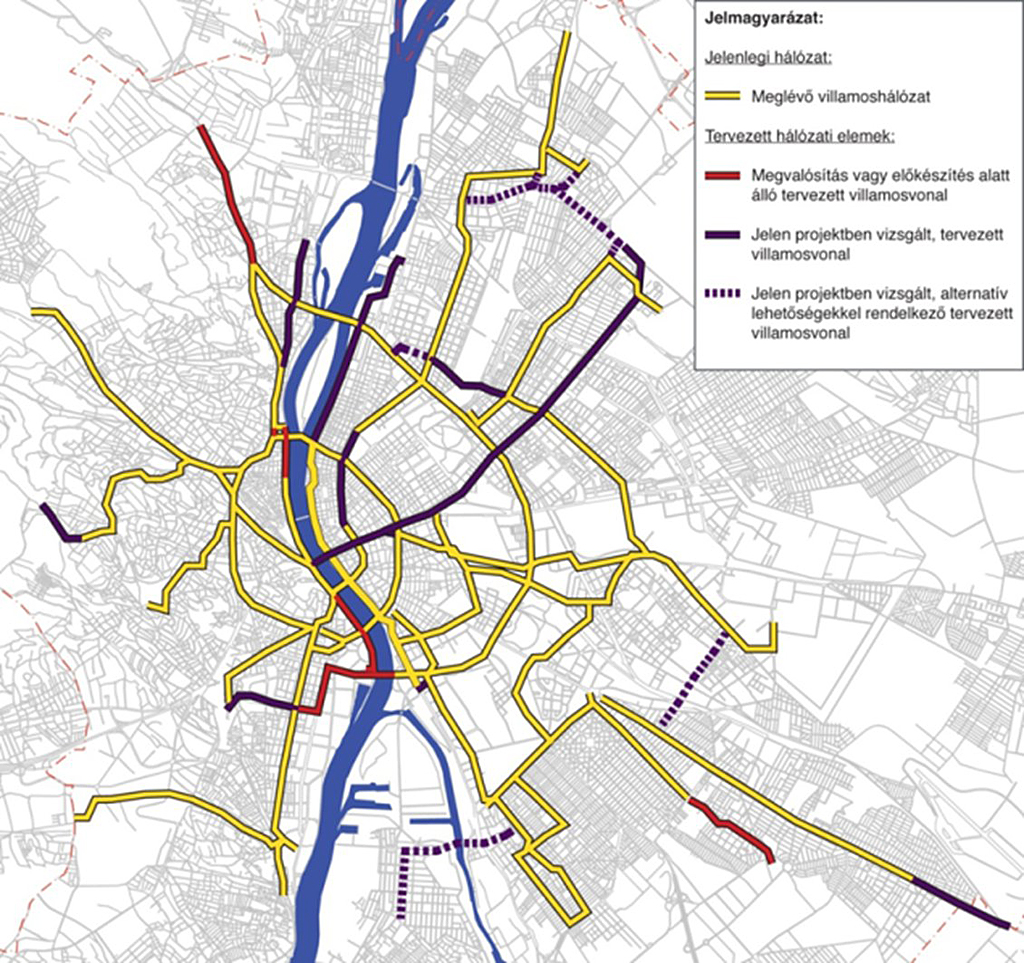 A BKK közlekedésfejlesztési terveinek térképe<br>(forrás: BKK)
