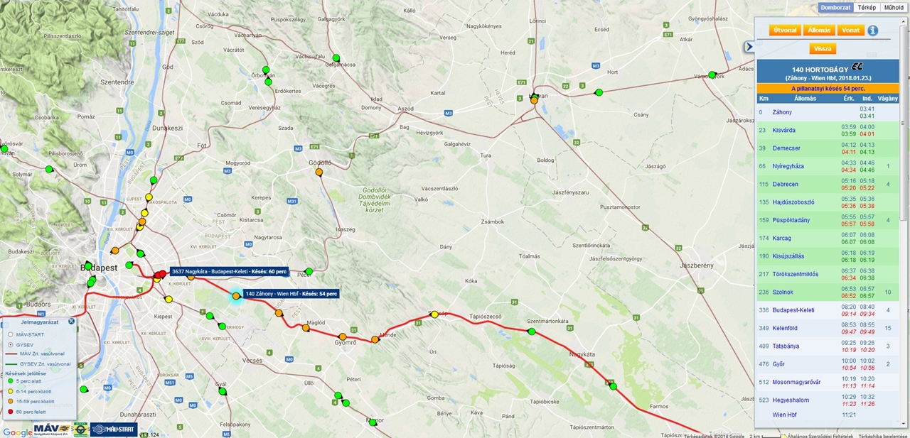 Reggel kilenc körül szinte minden állomáson várakozott egy-egy Budapest felé tartó vonat a 120a-n és a 80a-n is. Legalább délig jelentős késésekkel kell számolni, főleg a Budapest-Miskolc és Budapest-Békéscsaba közötti távolsági forgalomban